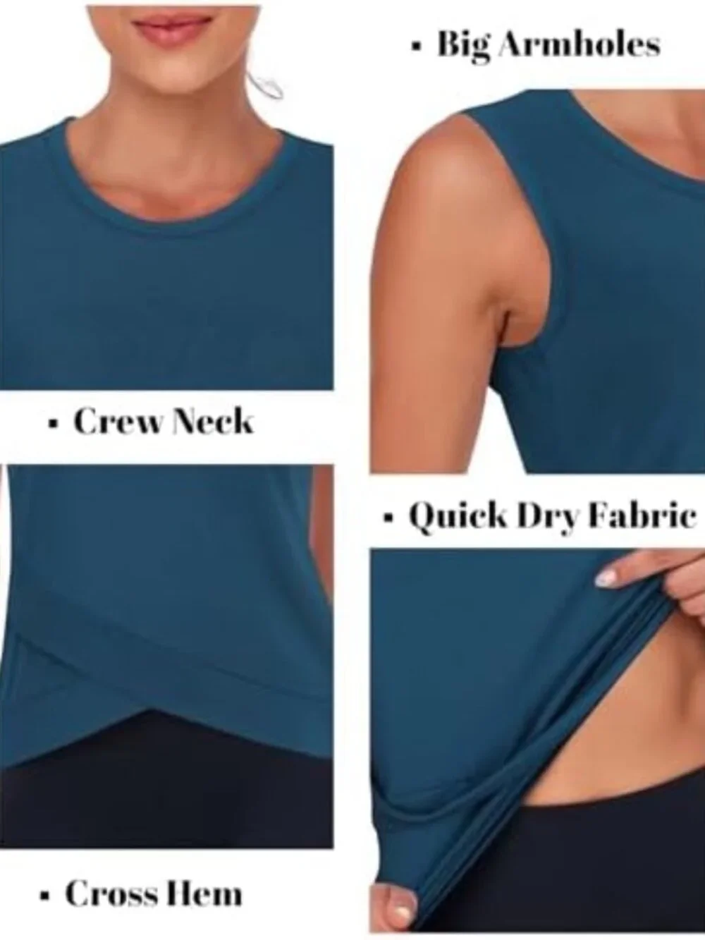 Crossover Hem Crop Tank Top for Women | Yoga & Workout Athletic Shirt